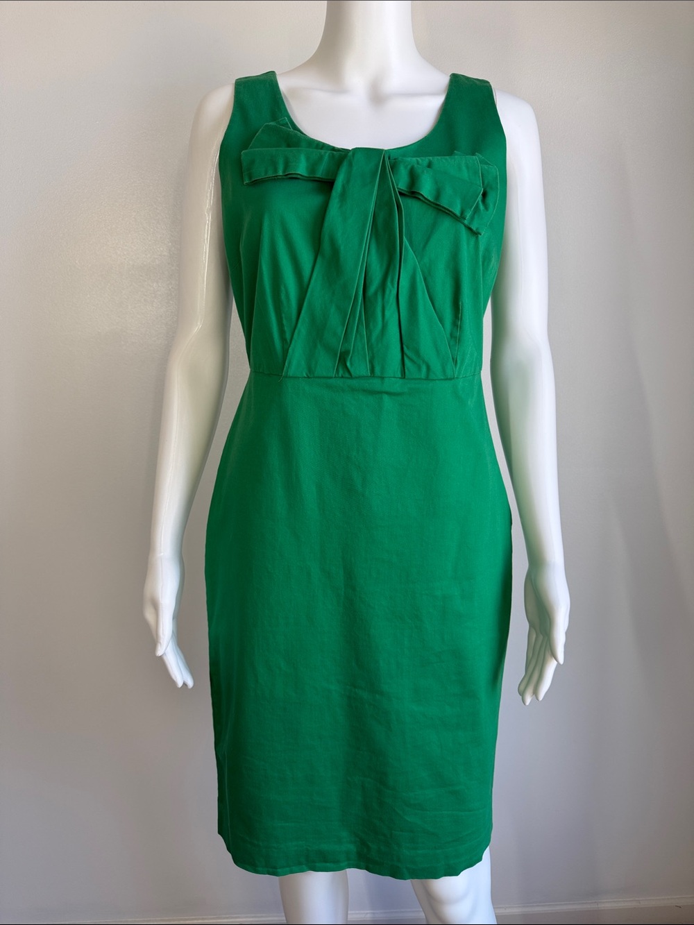 Boden Green Bow Front Cotton Sheath Dress - Size 6